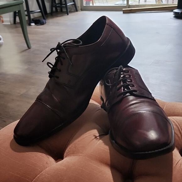 JOHNSTON & MURPHY MENS LEATHER BURGUNDY OXFORDS SIZE 11 MADE IN INDIA - Picture 12 of 15